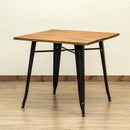 ダイニングテーブル 2人掛け おしゃれ インダストリアル ビンテージ風 木製 天板 木目 スチール脚 異素材 かっこいい スタイリッシュ 正方形 80×80cm デスク 机 【納期B】【skb-jh05】