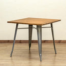 ダイニングテーブル 2人掛け おしゃれ インダストリアル ビンテージ風 木製 天板 木目 スチール脚 異素材 かっこいい スタイリッシュ 正方形 80×80cm デスク 机 【納期B】【skb-jh05】