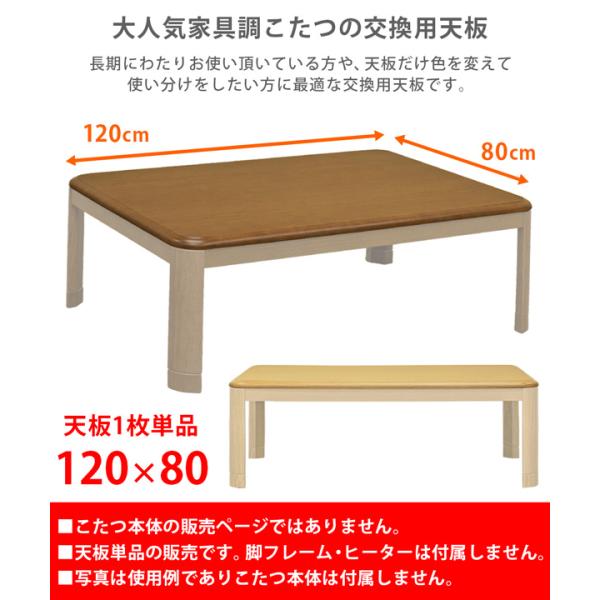 コタツ天板 120×80cm 長方形 こたつ天板 天板のみ テーブルトップ 板 家具調 シンプル おしゃれ 角丸 重厚 高級感 ナチュラル 合わせやすい 北欧 和風 洋風 【納期B】【skb-mtb120】