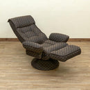 リクライニングチェア 背もたれ ハイバック 肘掛け ひじ付き フットレスト 回転 座面 高座椅子 低反発 和室 モダン 格子柄 フロアチェア 【納期B】【skb-s321】