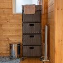 ランドリーチェスト 4段 ラタン調 リゾート風 和風 アジアン キャスターつき おしゃれ ランドリー チェスト 収納棚 【納期B】【skb-tme09】