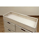 チェスト 収納棚 ワイド ラタン調 リゾート風 和風 アジアン キャスターつき おしゃれ ランドリーチェスト 4段 引き出し 着替え タオル 衣類 通気性 【納期B】【skb-tme10】