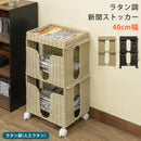 新聞ストッカー 2段 紐通し ラタン調 おしゃれ キャスター 新聞スタンド ラック 新聞ラック 新聞紙 収納 棚 アジアン ナチュラル リゾート カフェ インテリア 【納期B】【skb-tme21】