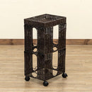 新聞ストッカー 2段 紐通し ラタン調 おしゃれ キャスター 新聞スタンド ラック 新聞ラック 新聞紙 収納 棚 アジアン ナチュラル リゾート カフェ インテリア 【納期B】【skb-tme21】