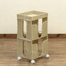 新聞ストッカー 2段 紐通し ラタン調 おしゃれ キャスター 新聞スタンド ラック 新聞ラック 新聞紙 収納 棚 アジアン ナチュラル リゾート カフェ インテリア 【納期B】【skb-tme21】