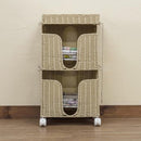新聞ストッカー 2段 紐通し ラタン調 おしゃれ キャスター 新聞スタンド ラック 新聞ラック 新聞紙 収納 棚 アジアン ナチュラル リゾート カフェ インテリア 【納期B】【skb-tme21】
