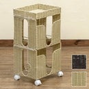 新聞ストッカー 2段 紐通し ラタン調 おしゃれ キャスター 新聞スタンド ラック 新聞ラック 新聞紙 収納 棚 アジアン ナチュラル リゾート カフェ インテリア 【納期B】【skb-tme21】