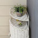 コーナーラック 収納棚 2段 壁寄せ 玄関 トイレ リビング ダイニング 収納 扉付き 目隠し 白 ホワイト ダークブラウン アジアン おしゃれ リゾート風 ラタン 【納期B】【skb-tme66】