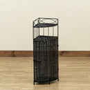 コーナーラック 収納棚 2段 壁寄せ 玄関 トイレ リビング ダイニング 収納 扉付き 目隠し 白 ホワイト ダークブラウン アジアン おしゃれ リゾート風 ラタン 【納期B】【skb-tme66】