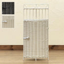 コーナーラック 収納棚 2段 壁寄せ 玄関 トイレ リビング ダイニング 収納 扉付き 目隠し 白 ホワイト ダークブラウン アジアン おしゃれ リゾート風 ラタン 【納期B】【skb-tme66】