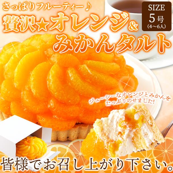 オレンジタルト みかんタルト 蜜柑タルト オレンジケーキ みかんケーキ 5号 ホール サイズ 冷凍 スポンジ ホイップクリーム 誕生日 記念日 【納期E】【sm00010086】