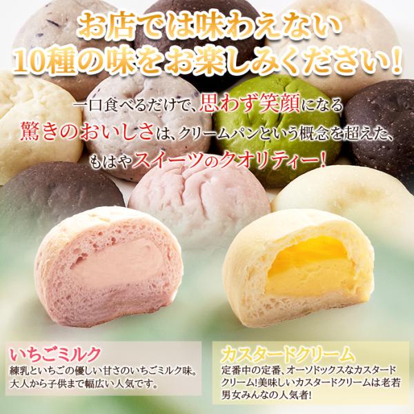 冷やしクリームパン 冷たい 冷凍 10個 苺 いちごミルク カスタードクリーム リンゴ チョコレート バナナ ブルーベリー チーズ カシス 抹茶 【納期E】【sm00010724】