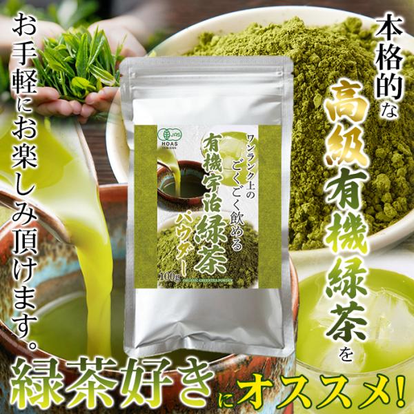 緑茶 パウダー 100g 粉末 有機 オーガニック 国産 宇治茶 茶葉