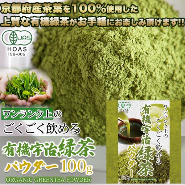 緑茶 パウダー 100g 粉末 有機 オーガニック 国産 宇治茶 茶葉