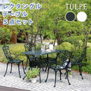 ガーデンセット 5点セット ガーデンチェア ガーデンテーブル 長方形 アルミ製 椅子 ヨーロピアン 北欧 南欧 レトロ 庭 屋外 テラス ベランダ 緑 白 【納期B】【sms-alt-re132-5p】