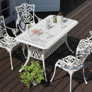 ガーデンセット 5点セット ガーデンチェア ガーデンテーブル 長方形 アルミ製 椅子 ヨーロピアン 北欧 南欧 レトロ 庭 屋外 テラス ベランダ 緑 白 【納期B】【sms-alt-re132-5p】