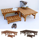 ベンチセット ベンチ ステップ台 屋外 おしゃれ 木製 庭 ガーデニング 縁台 縁側 デッキ 庭先 椅子 軒先 玄関 エントランス 【納期B】【sms-de-17455-3pset】