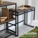 デスク ウォールナット調 机 シンプル スチール フレーム 黒 ブラック 天板 木目 ビンテージ風 おしゃれ スタイリッシュ パソコンデスク PCデスク 棚付き 【納期B】【sms-gn-ds840】