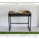 デスク ウォールナット調 机 シンプル スチール フレーム 黒 ブラック 天板 木目 ビンテージ風 おしゃれ スタイリッシュ パソコンデスク PCデスク 棚付き 【納期B】【sms-gn-ds840】