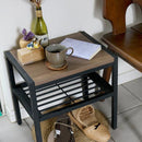 サイドテーブル 玄関 物置き エントランス リビング 寝室 ウォールナット調 コンパクト シンプル スチール フレーム 黒 ブラック 木目 おしゃれ スタイリッシュ 【納期B】【sms-gn-st400】