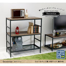 3段ラック ラック 収納 棚 ウォールナット調 シンプル スチール フレーム 黒 ブラック 木目 ビンテージ風 ヴィンテージ調 モダン おしゃれ スタイリッシュ 【納期B】【sms-gnr-8640095】