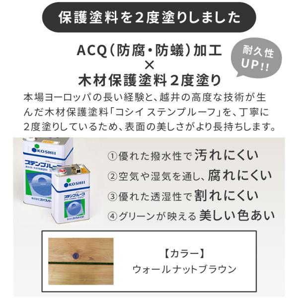 ガーデンテーブル 一体型 ガーデンベンチ 木製 ピクニックテーブル おしゃれ 防腐 日本製 国産 ひのき 庭 屋外 パラソル穴付き ガーデニング 屋上 ACQ加工 【納期B】【sms-kspm-149brn】