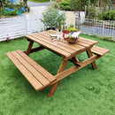 ガーデンテーブル 一体型 ガーデンベンチ 木製 ピクニックテーブル おしゃれ 防腐 日本製 国産 ひのき 庭 屋外 パラソル穴付き ガーデニング 屋上 ACQ加工 【納期B】【sms-kspm-149brn】
