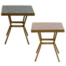 ガーデンテーブル 70×70cm 正方形 ガラス天板 テーブル 屋外 ガーデニング おしゃれ ヨーロピアン 北欧 南欧 海外風 デザイン かわいい 赤 レッド 黒 ブラック 【納期B】【sms-pls-s70】