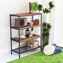 棚 4段 ミッドセンチュリー リビングラック ラック モダン ナチュラル シンプル おしゃれ カフェ 北欧 木目 【納期B】【sms-pr-860-4brn】