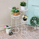 フラワースタンド 花台 3点セット ガーデンラック 棚 北欧 カフェ アンティーク 中世ヨーロッパ 姫系 【納期B】【sms-spl-6623wht】