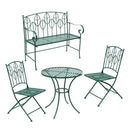 ガーデンセット 4点 ガーデンテーブル ガーデンチェア 円形 丸型 ラウンドテーブル 椅子 ガーデンベンチ 北欧 おしゃれ デザイン ガーデニング 屋外 緑 グリーン 【納期B】【sms-spl-9000cb-4ps】