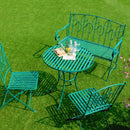 ガーデンセット 4点 ガーデンテーブル ガーデンチェア 円形 丸型 ラウンドテーブル 椅子 ガーデンベンチ 北欧 おしゃれ デザイン ガーデニング 屋外 緑 グリーン 【納期B】【sms-spl-9000cb-4ps】