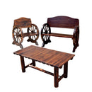 ガーデンセット ガーデンベンチ 椅子 ガーデンチェア ガーデンテーブル 車輪ベンチ 焼杉テーブル 3点セット 【納期B】【sms-wbt1100-3pset-dbr】