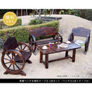 ガーデンセット ガーデンベンチ 椅子 ガーデンチェア ガーデンテーブル 車輪型 木製 ウッド 天然木 焼杉 モダン おしゃれ ビンテージ風 庭 玄関 ガーデニング 【納期B】【sms-wbt650-3pset-dbr】