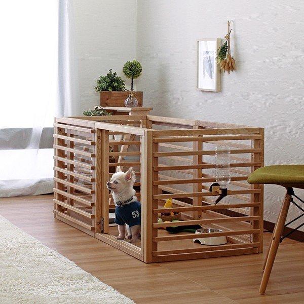 ペットケージ 犬小屋 サークル 天然木製 おしゃれ インテリア 【納期A】【stz-iedh9401-l】