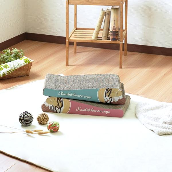 爪とぎ 猫 段ボール ダンボール ネコ おしゃれ かわいい 爪研ぎ ストレス解消 ペット用品 ブルー 青 ピンク リバーシブル 耐久性 遊び場 【納期A】【stz-na95151mx】
