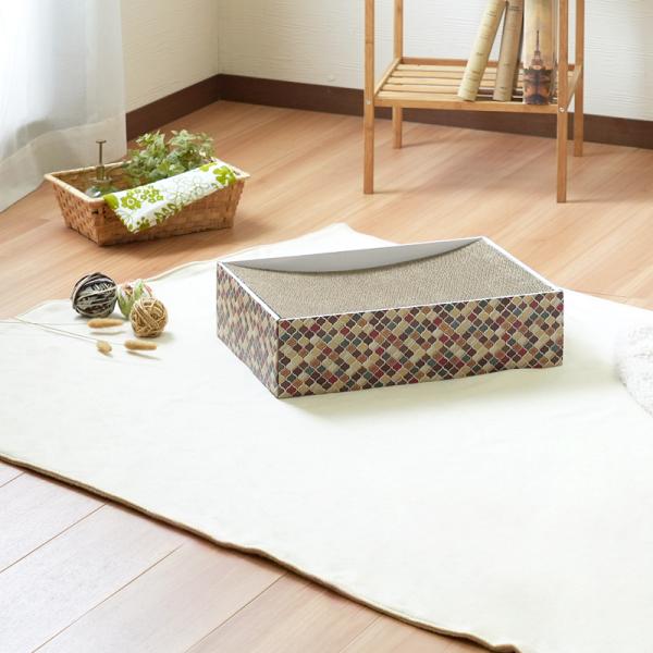 爪とぎ 猫 段ボール ダンボール ネコ おしゃれ 北欧 ペット用品 ねこ 耐久性 高密度 遊び場 モロッカン タイル 柄 デザイン 昭和レトロ 【納期A】【stz-na95171mx】