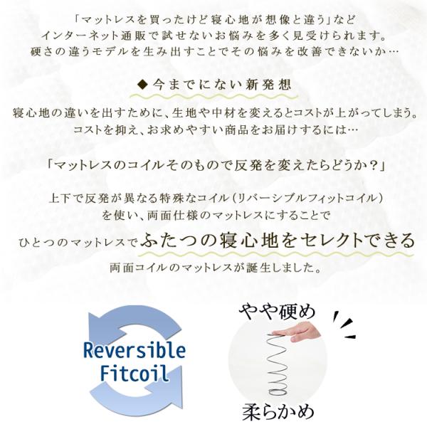 ポケットコイルマットレス SD セミダブル 幅120cm 長さ195cm リバーシブル ウレタン 寝心地 固め 硬め 柔らかい 通気性 ベッドフレーム別売 【納期A】【stz-rh14384wh】