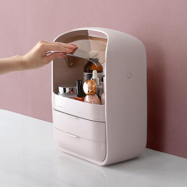 メイクボックス 大容量 コスメケース 持ち運び 化粧品 収納 かわいい おしゃれ 白 ホワイト ピンク 引き出し トレー ボトル 収納ボックス 防水 取っ手 持ち手 【納期E】【szo-cb-2dw】