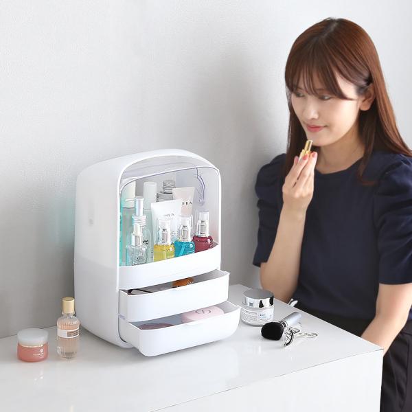 メイクボックス 大容量 コスメケース 持ち運び 化粧品 収納 かわいい おしゃれ 白 ホワイト ピンク 引き出し トレー ボトル 収納ボックス 防水 取っ手 持ち手 【納期E】【szo-cb-2dw】