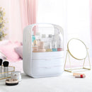 メイクボックス 大容量 コスメケース 持ち運び 化粧品 収納 かわいい おしゃれ 白 ホワイト ピンク 引き出し トレー ボトル 収納ボックス 防水 取っ手 持ち手 【納期E】【szo-cb-2dw】