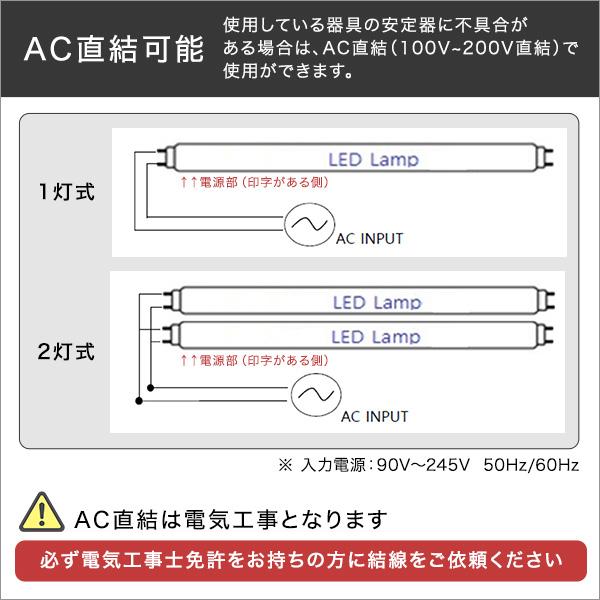 直菅ランプ LED 電球 40W型 昼光色 直線 アタッチメント不要 長寿命 長持ち グロー式 ラピッドスタート インバータ式 省エネ エコ AC直結 そのまま 交換可能 【納期C】【szo-edc-s40】