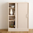 カウンター下収納 引き戸 約 幅60cm 高さ85cm 薄型 スリム おしゃれ 木目 北欧 ナチュラル 可動棚 幅木避け 巾木除け 扉 目隠し 白 ホワイト 収納棚 省スペース 【納期E】【szo-fkss-6015】