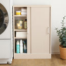 カウンター下収納 引き戸 約 幅60cm 高さ85cm 薄型 スリム おしゃれ 木目 北欧 ナチュラル 可動棚 幅木避け 巾木除け 扉 目隠し 白 ホワイト 収納棚 省スペース 【納期E】【szo-fkss-6015】