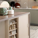 カウンター下収納 引き戸 約 幅60cm 高さ85cm 薄型 スリム おしゃれ 木目 北欧 ナチュラル 可動棚 幅木避け 巾木除け 扉 目隠し 白 ホワイト 収納棚 省スペース 【納期E】【szo-fkss-6015】