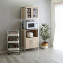 食器棚 スリム おしゃれ 北欧 白 ホワイト カフェ風 コンパクト 省スペース スライド トレー トレイ コンセント付き 扉 キッチンラック 木目 背面化粧付き 【納期E】【szo-fra-1860】