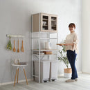 ゴミ箱上収納ラック スリム 収納 棚 食器棚 キッチンラック おしゃれ 北欧 省スペース 開き扉 ガラス オープンラック ナチュラル カントリー 木目 ホワイト 白 【納期A】【szo-fra-t2s】