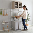 ゴミ箱上収納ラック スリム 収納 棚 食器棚 キッチンラック おしゃれ 北欧 省スペース 開き扉 ガラス オープンラック ナチュラル カントリー 木目 ホワイト 白 【納期A】【szo-fra-t2s】