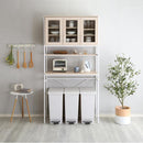 ゴミ箱上ラック 収納棚 食器棚 収納 おしゃれ 北欧 開き扉 ガラス扉 オープンラック 電子レンジ台 キッチン収納 ナチュラル カントリー 木目 ホワイト 白 【納期A】【szo-fra-t3w】