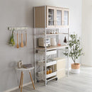 ゴミ箱上ラック 収納棚 食器棚 収納 おしゃれ 北欧 開き扉 ガラス扉 オープンラック 電子レンジ台 キッチン収納 ナチュラル カントリー 木目 ホワイト 白 【納期A】【szo-fra-t3w】